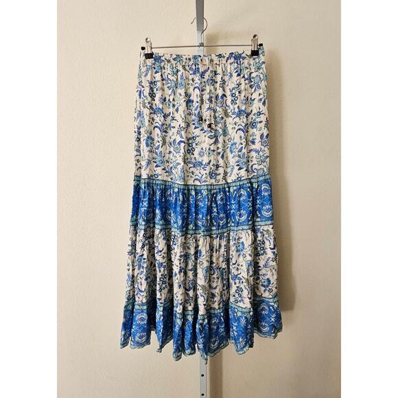 ARNHEM Floral Bohemian Tiered Elastic Waist  Drawstring Maxi Skirt Sz M (Aus 10) - Picture 1 of 15
